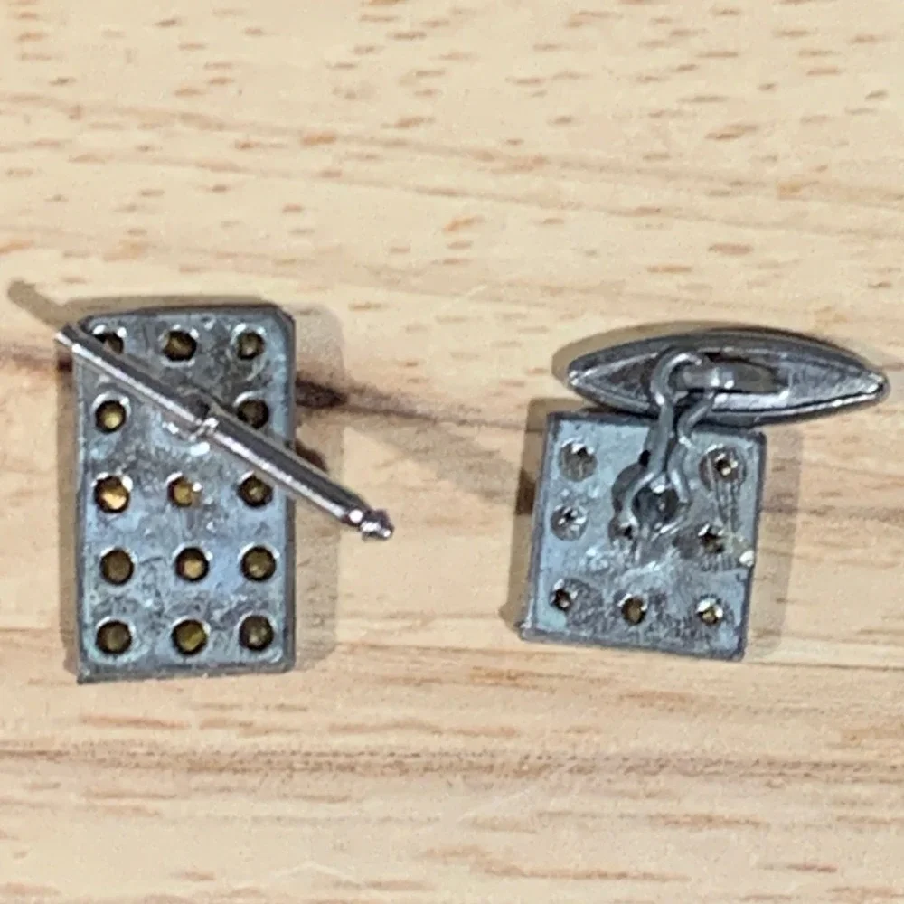 Unbranded Tuxedo Studs Cufflink Mens OS Blue Clear Rhinestone Vintage Formal Set